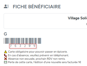 Exemple d'emplacement de l'identifiant